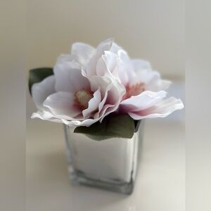 Elegant White & Pink Floral Arrangement Glass Mirror Vase, beautifying any space